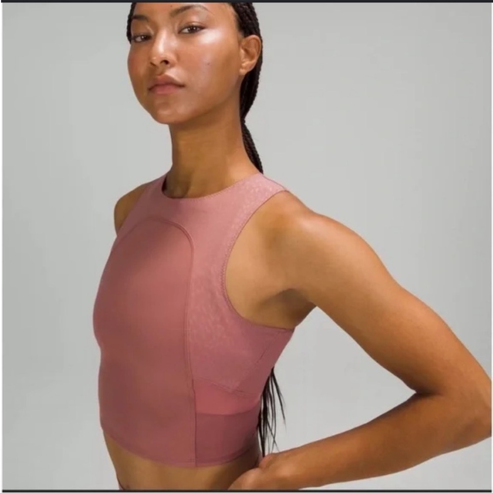 Lululemon nulu mauve crop mesh athletic tank yoga running 8